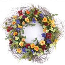 (image for) Trumpet Silk Flower Wreath in Vibrant Colors