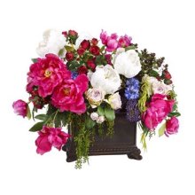 (image for) Peony , Roses , And Cornflower Silk Floral Arrangement ARWF9000