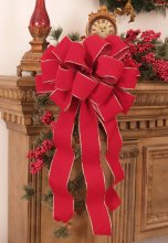 (image for) Red Velvet Christmas Bows with Gold Edged Ribbon CR1003