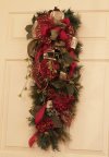 (image for) Holiday Burgundy Pine Door Swag with Bow CR1017