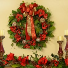 (image for) Designer Red Amarylis Christmas Wreath CR1516