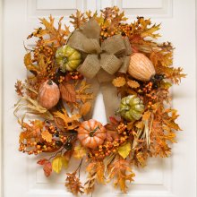 Frosted Pumpkin Wreath Burlap Bow WR4977 Out of Stock