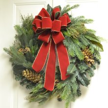 (image for) Designer Faux Christmas Wreath with Red Ribbon CR1041