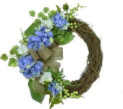 (image for) Blue Hydrangea Crescent Wreath