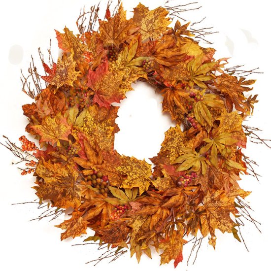(image for) 26" MAPLE LEAF AND BERRY FALL WREATH- WR4756 - out of stock TEXT_CLOSE_WINDOW