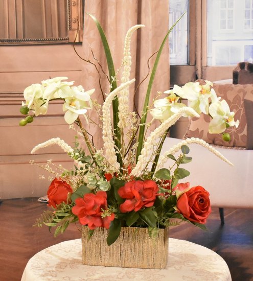 (image for) Winter Orchid and Rose Faux Centerpiece TEXT_CLOSE_WINDOW