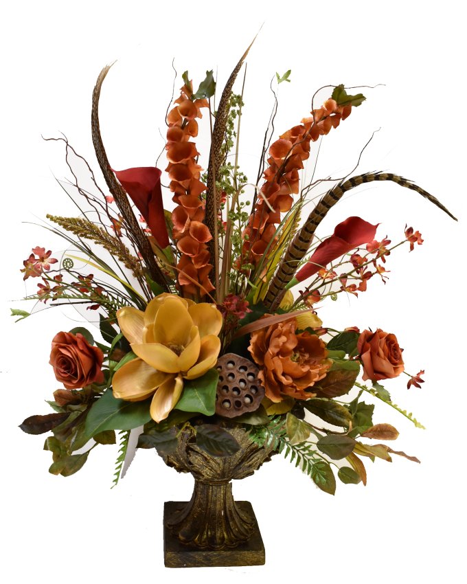 (image for) Grande Silk Floral Design in Gold and Rust AR419- Out Of Stock TEXT_CLOSE_WINDOW