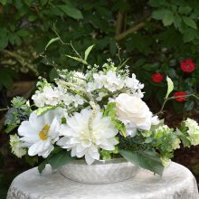(image for) Dahlia, Rose and Magnolia White Table Centerpiece AR436- Out Of Stock