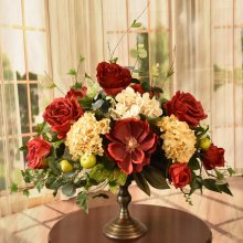 (image for) Rose and Hydrangea Silk Centerpiece in Pedestal Vase AR451