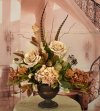 (image for) Rose and Hydrangea Faux Floral Arrangement with Feathers AR494
