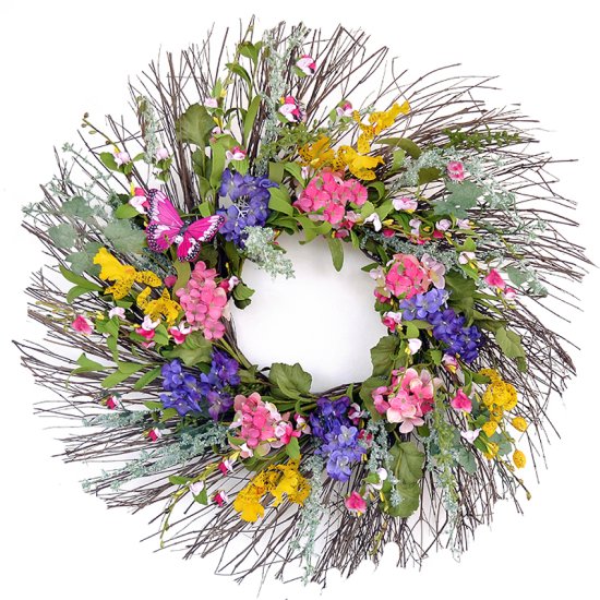 (image for) Wispy Colorful Spring Wreath with Butterfly WR4947 Out of Stock TEXT_CLOSE_WINDOW