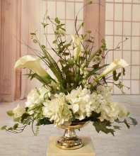 (image for) White Silk Hydrangea and Calla Lily Arrangement AR409