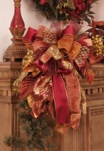 (image for) Christmas Bows-Set of 2 Gold and Burgundy Bows CR1005