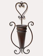 Large Metal Wall Vase or Scone Perfect for Silk Flowers or Greenery V-09