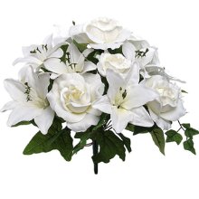 (image for) 14" ROSE/LILY WEDDING BUSH- S7152 (6 piece min)