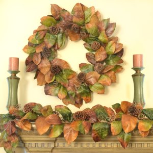 (image for) Designer Magnolia Wreath and Garland Set WR1518