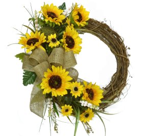 (image for) Sunflower Wreath with Burlap Ribbon