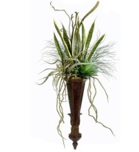 (image for) Green Faux Succulent Arrangement in Resin Sconce GRWF3273