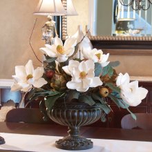 (image for) Silk Flowers | White Magnolias with Artichoke Centerpiece AR273
