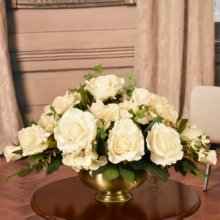(image for) White Roses Silk Floral Arrangement