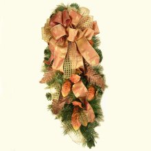 (image for) 34" Copper Magnolia Leaf and Pine Door Swag