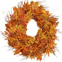 26" MAPLE LEAF AND BERRY FALL WREATH- WR4756 - out of stock