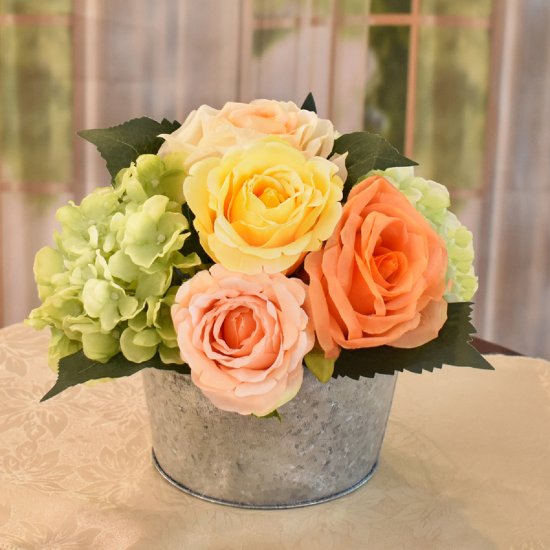 (image for) Summer Rose Bouquet in Metal Planter AR475 TEXT_CLOSE_WINDOW