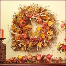 (image for) Grande Autumn Pumpkin Twig Door Wreath WR4256-48