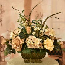 (image for) Silk Floral Arrangement with Roses and Hydrangeas AR519