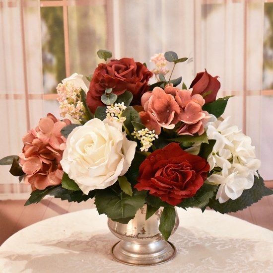(image for) Rose, Cream and Burgundy Silk Floral Arrangement AR620 TEXT_CLOSE_WINDOW