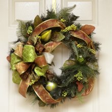 (image for) Green and Brown Christmas Ornament Wreath CR1039