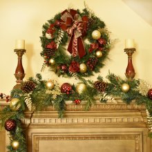Designer Burgundy Christmas Wreath Garland Set CR1581