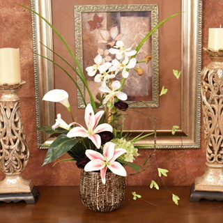 (image for) Lilly and Orchids Silk Floral Design AR544 TEXT_CLOSE_WINDOW