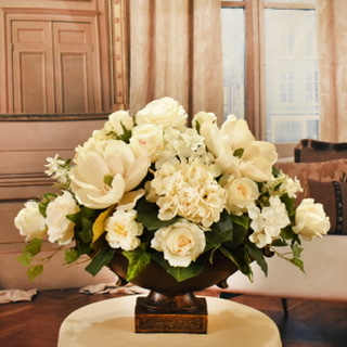 (image for) Grande Cream Magnolia Rose and Hydrangea Silk Floral Arrangement AR550 TEXT_CLOSE_WINDOW
