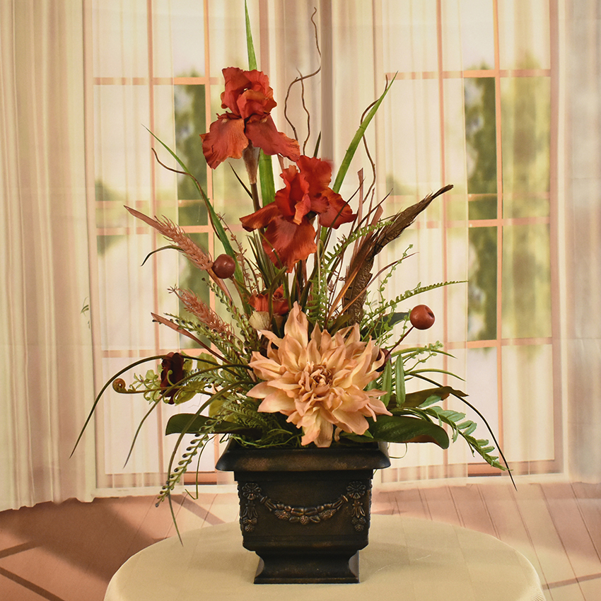 (image for) Iris and Dahlia Faux Floral Arrangement AR533 TEXT_CLOSE_WINDOW