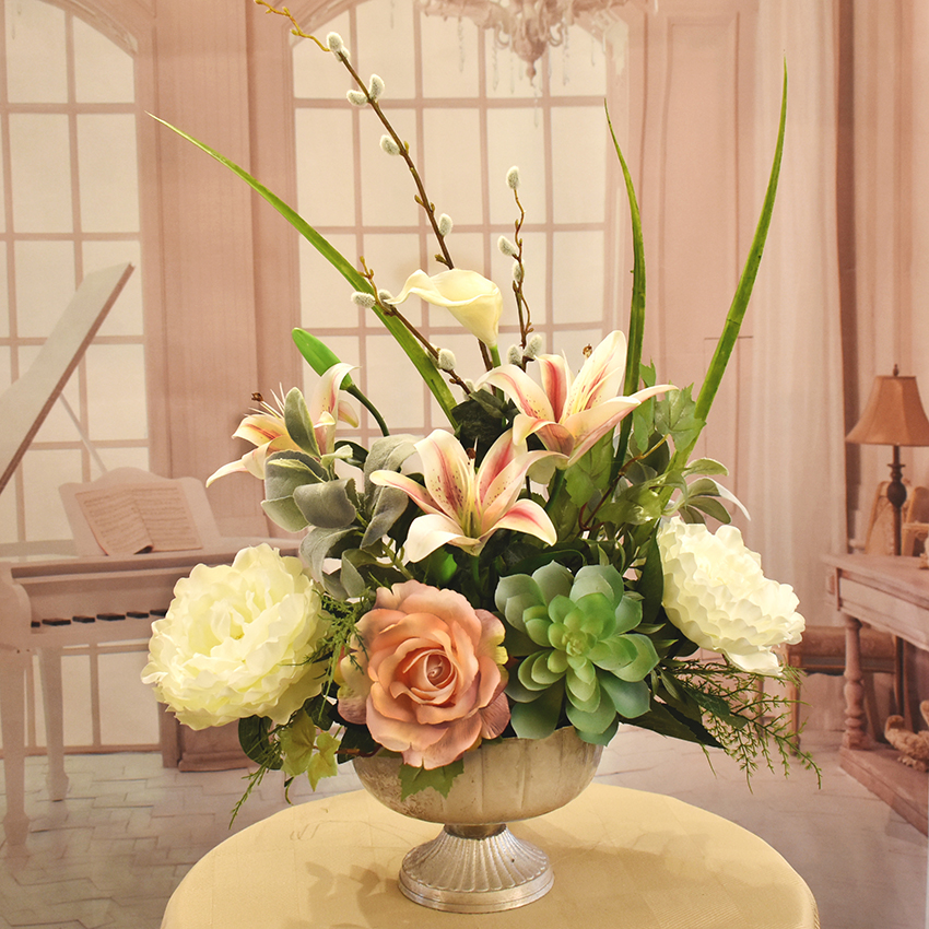 (image for) Rhubrum Lily Silk Flower Arrangement AR534 TEXT_CLOSE_WINDOW