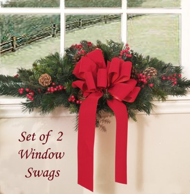 (image for) Set of Two Holiday Window Swags CRSW01-39 TEXT_CLOSE_WINDOW