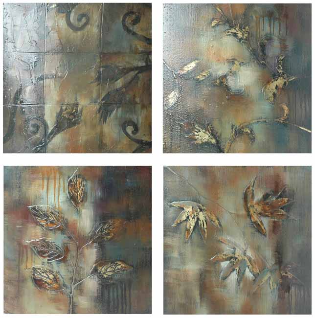 (image for) Hand Painted Wall Décor, 4 Piece set # CVTOP1038 TEXT_CLOSE_WINDOW