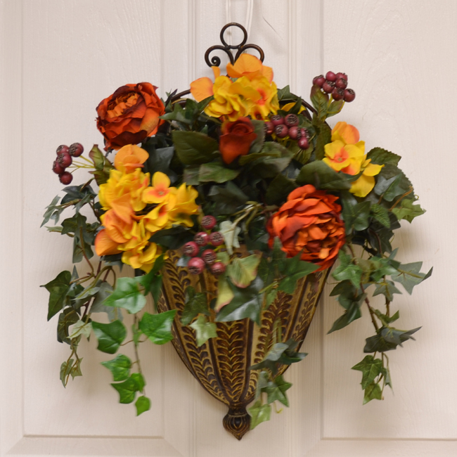 (image for) Rose and Hydrangea Silk Floral Wall SconceSC25 TEXT_CLOSE_WINDOW