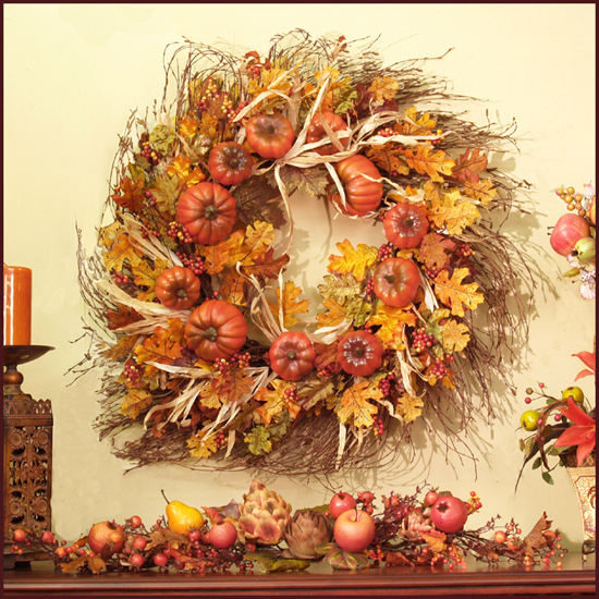 (image for) Grande Autumn Pumpkin Twig Door Wreath WR4256-48 TEXT_CLOSE_WINDOW